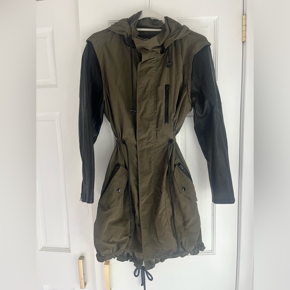 BLANK NYC | Lightweight Jacket (Army Green/Black Leather)